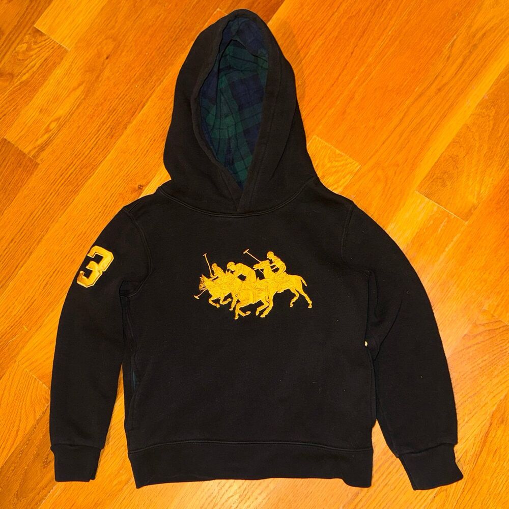 Polo Ralph Lauren Pullover Sweater sweatshirt Hoodie Kids size 6 plaid lined